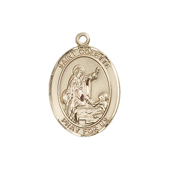 14KT GOLD ST COLETTE MEDAL - 3/4" x 1/2"