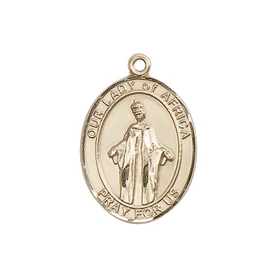 14KT GOLD OUR LADY OF AFRICA MEDAL - 3/4" x 1/2"