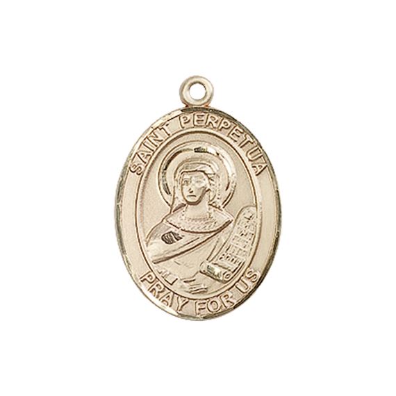 14KT GOLD ST PERPETUA MEDAL - 3/4" x 1/2"
