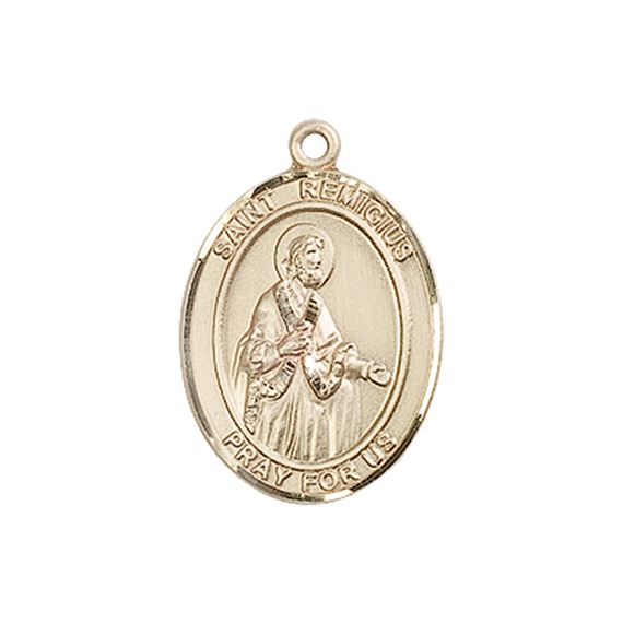 14KT GOLD ST REMIGIUS OF REIMS MEDAL - 3/4" x 1/2"