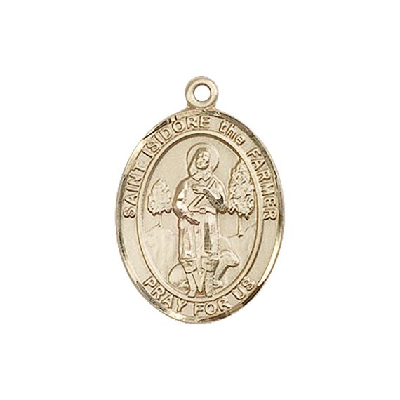 14KT GOLD ST ISIDORE THE FARMER MEDAL - 3/4" x 1/2"