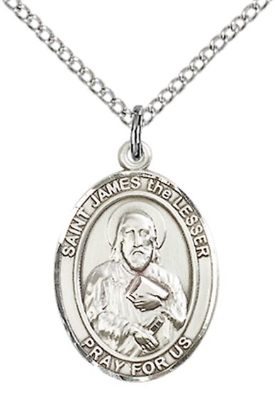 STERLING SILVER ST JAMES THE LESSER PENDANT WITH CHAIN - 3/4" x 1/2"