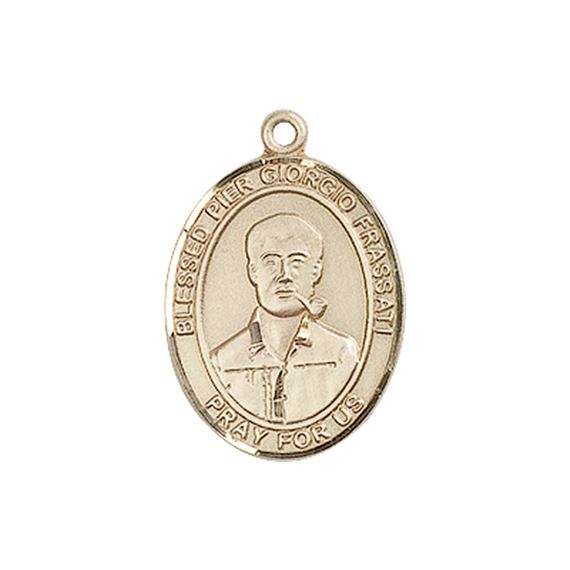 14KT GOLD BLESSED PIER GIORGIO FRASSATI MEDAL - 3/4" x 1/2"