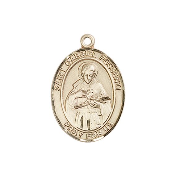 14KT GOLD ST GABRIEL POSSENTI MEDAL - 3/4" x 1/2"
