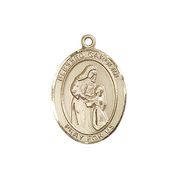 14KT GOLD BLESSED CAROLINE GERHARDINGER MEDAL - 3/4" x 1/2"