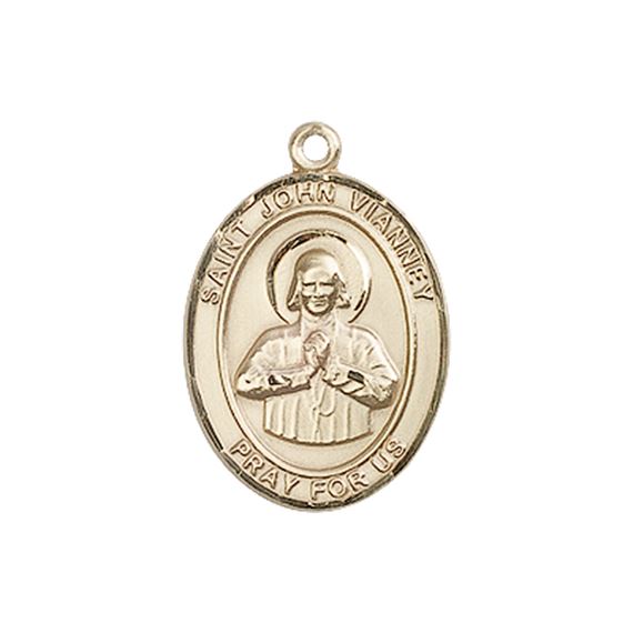 14KT GOLD ST JOHN VIANNEY MEDAL - 3/4" x 1/2"