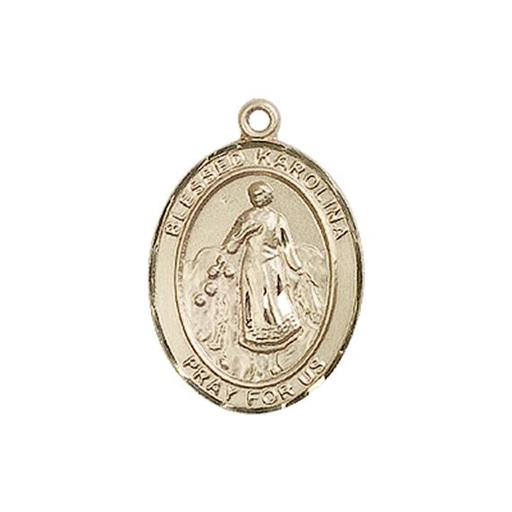 14KT GOLD BLESSED KAROLINA KOZKOWNA MEDAL - 3/4" x 1/2"