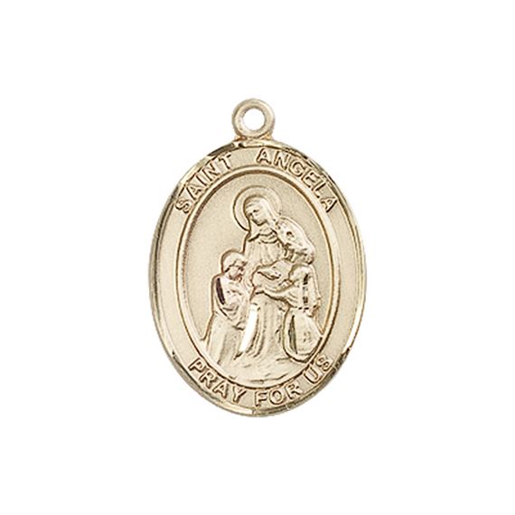 14KT GOLD ST ANGELA MERICI MEDAL - 3/4" x 1/2"
