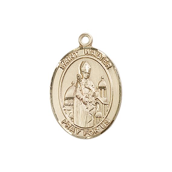 14KT GOLD ST WALTER OF PONTNOISE MEDAL - 3/4" x 1/2"