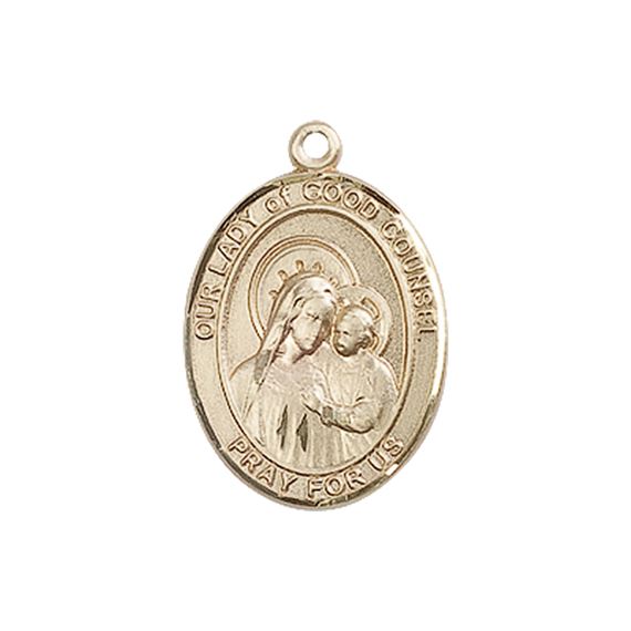 14KT GOLD OUR LADY OF GOOD COUNSEL MEDAL - 3/4" x 1/2"
