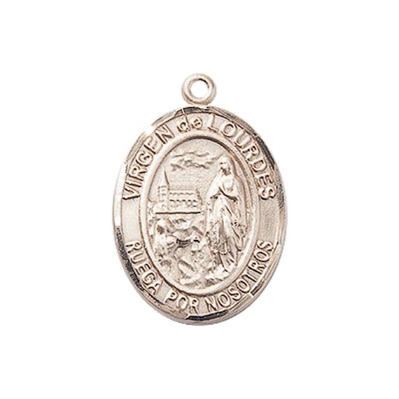 14KT GOLD VIRGEN DE LOURDES MEDAL
