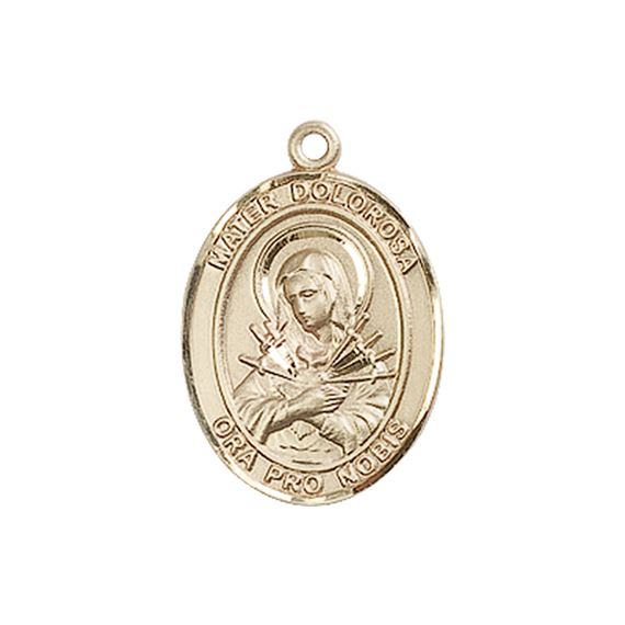 14KT GOLD MATER DOLOROSA MEDAL - 3/4" x 1/2"