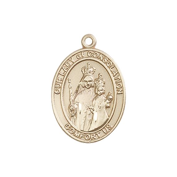 14KT GOLD OUR LADY OF CONSOLATION MEDAL - 3/4" x 1/2"