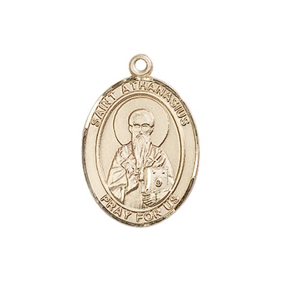 14KT GOLD ST ATHANASIUS MEDAL - 3/4" x 1/2"