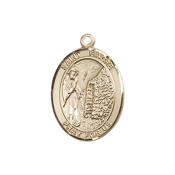 14KT GOLD ST FIACRE MEDAL - 3/4" x 1/2"