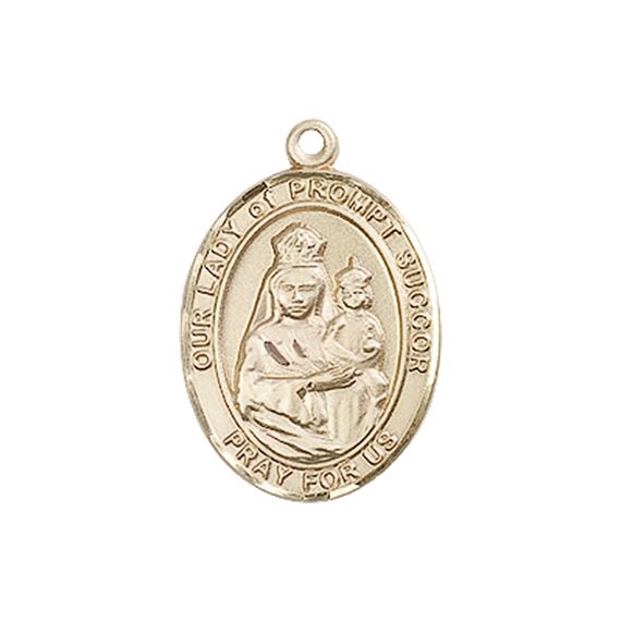 14KT GOLD OUR LADY OF PROMPT SUCCOR MEDAL - 3/4" x 1/2"