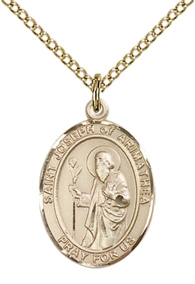 14KT GOLD FILLED ST JOSEPH OF ARIMATHEA PENDANT WITH CHAIN - 3/4" x 1/2"