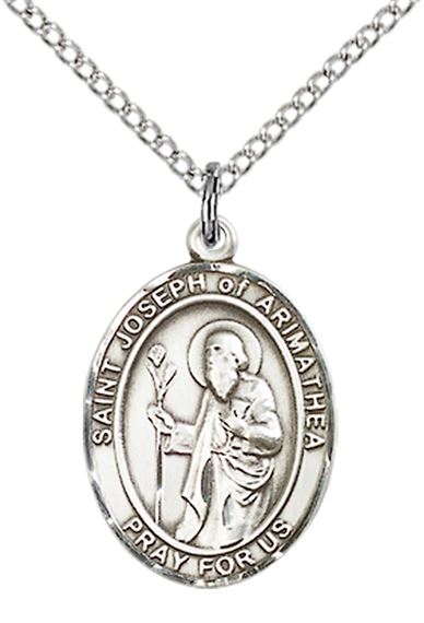 STERLING SILVER ST JOSEPH OF ARIMATHEA PENDANT WITH CHAIN - 3/4" x 1/2"