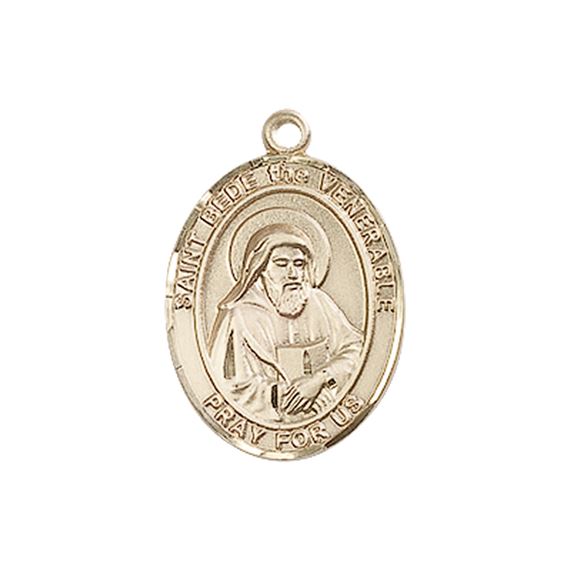 14KT GOLD ST BEDE THE VENERABLE MEDAL - 3/4" x 1/2"