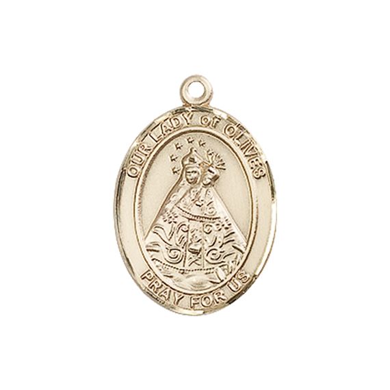 14KT GOLD OUR LADY OF OLIVES MEDAL - 3/4" x 1/2"