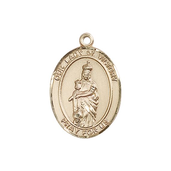 14KT GOLD OUR LADY OF VICTORY MEDAL - 3/4" x 1/2"