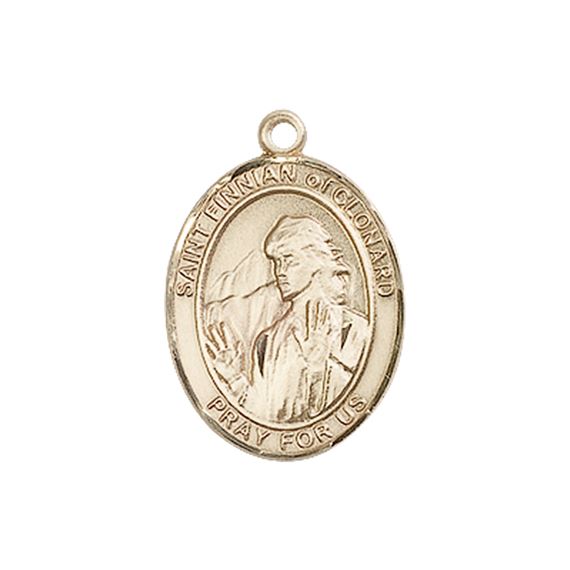 14KT GOLD ST FINNIAN OF CLONARD MEDAL - 3/4" x 1/2"