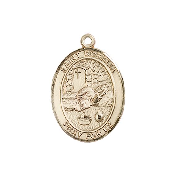 14KT GOLD ST ROSALIA MEDAL - 3/4" x 1/2"