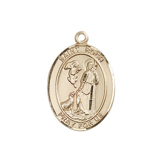 14KT GOLD ST ROCH MEDAL - 3/4" x 1/2"