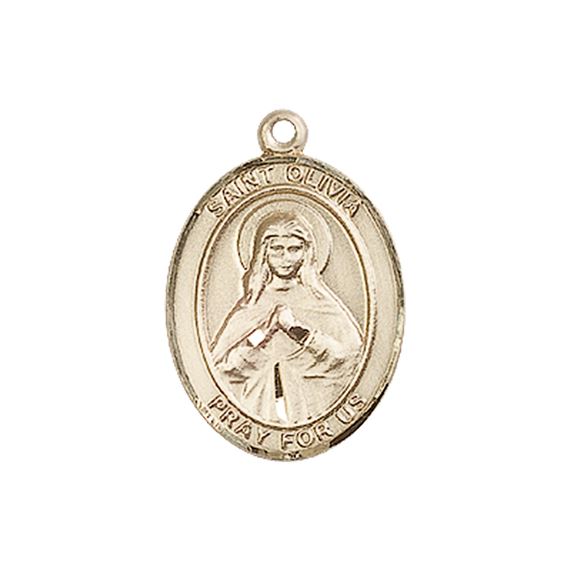 14KT GOLD ST OLIVIA MEDAL - 3/4" x 1/2"