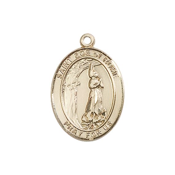 14KT GOLD ST ZOE OF ROME MEDAL - 3/4" x 1/2"