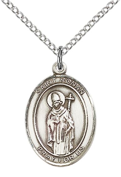 STERLING SILVER ST RONAN PENDANT WITH CHAIN - 3/4" x 1/2"