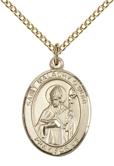 14KT GOLD FILLED ST MALACHY O'MORE PENDANT WITH CHAIN - 3/4" x 1/2"