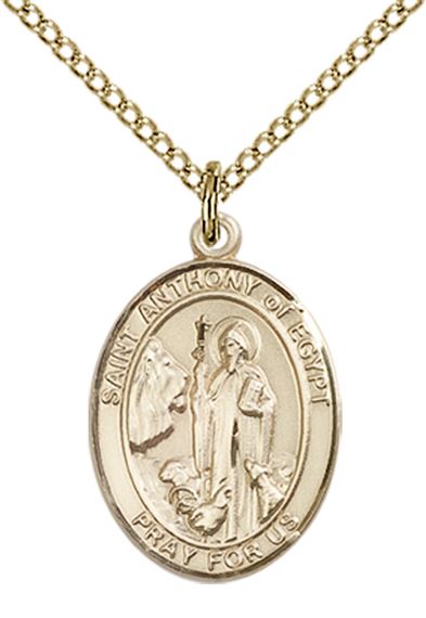14KT GOLD FILLED ST ANTHONY OF EGYPT PENDANT WITH CHAIN - 3/4" x 1/2"