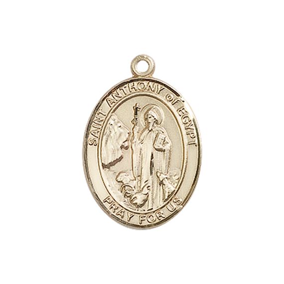 14KT GOLD ST ANTHONY OF EGYPT MEDAL - 3/4" x 1/2"