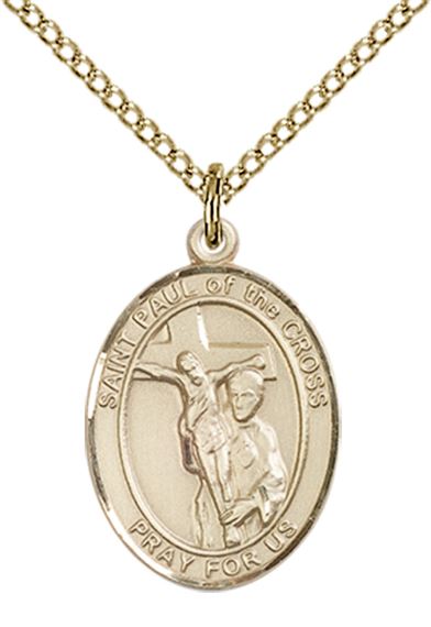 14KT GOLD FILLED ST PAUL OF THE CROSS PENDANT WITH CHAIN - 3/4" x 1/2"