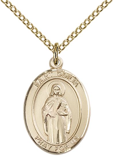 14KT GOLD FILLED ST ODILIA PENDANT WITH CHAIN - 3/4" x 1/2"