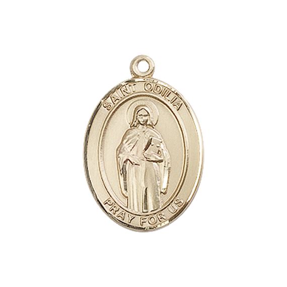 14KT GOLD ST ODILIA MEDAL - 3/4" x 1/2"