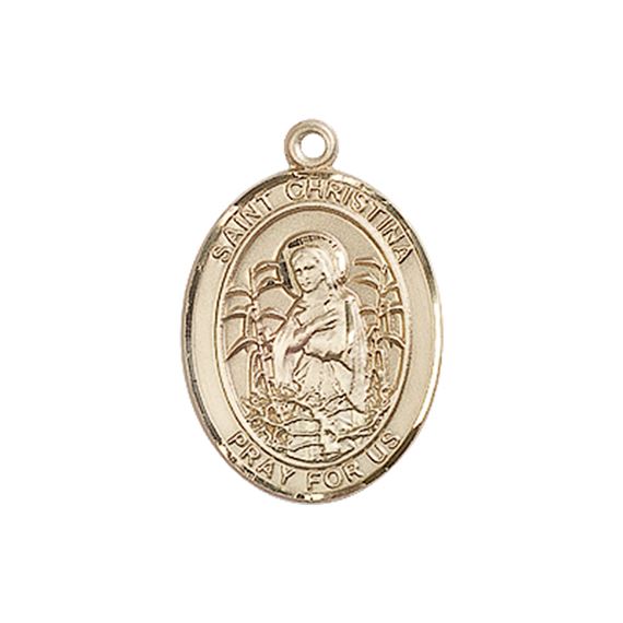14KT GOLD ST CHRISTINA THE ASTONISHING MEDAL - 3/4" x 1/2"