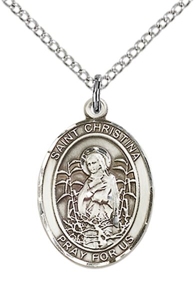 STERLING SILVER ST CHRISTINA THE ASTONISHING PENDANT WITH CHAIN - 3/4" x 1/2"
