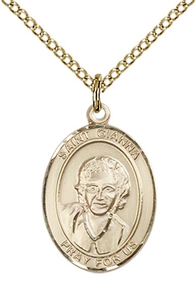 14KT GOLD FILLED ST GIANNA PENDANT WITH CHAIN - 3/4" x 1/2"