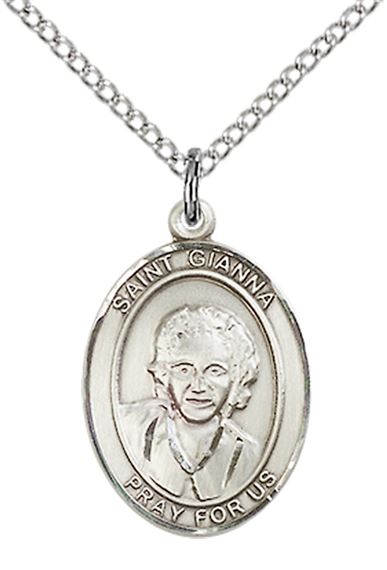 STERLING SILVER ST GIANNA PENDANT WITH CHAIN - 3/4" x 1/2"