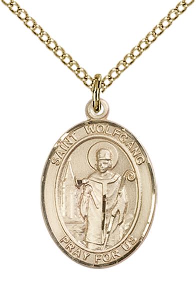 14KT GOLD FILLED ST WOLFGANG PENDANT WITH CHAIN - 3/4" x 1/2"