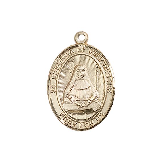 14KT GOLD ST EDBURGA OF WINCHESTER MEDAL - 3/4" x 1/2"