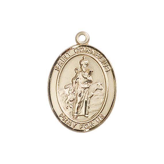 14KT GOLD ST CORNELIUS MEDAL - 3/4" x 1/2"