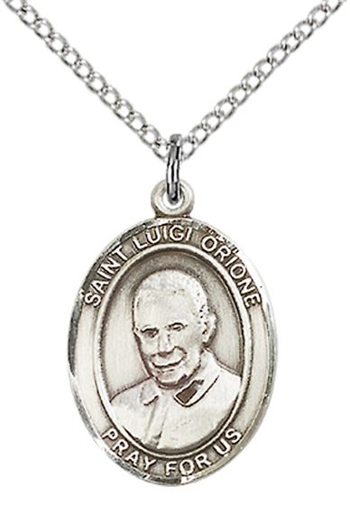 STERLING SILVER ST LUIGI ORIONE PENDANT WITH CHAIN - 3/4" x 1/2"
