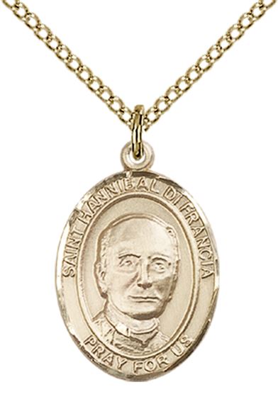14KT GOLD FILLED ST HANNIBAL PENDANT WITH CHAIN - 3/4" x 1/2"