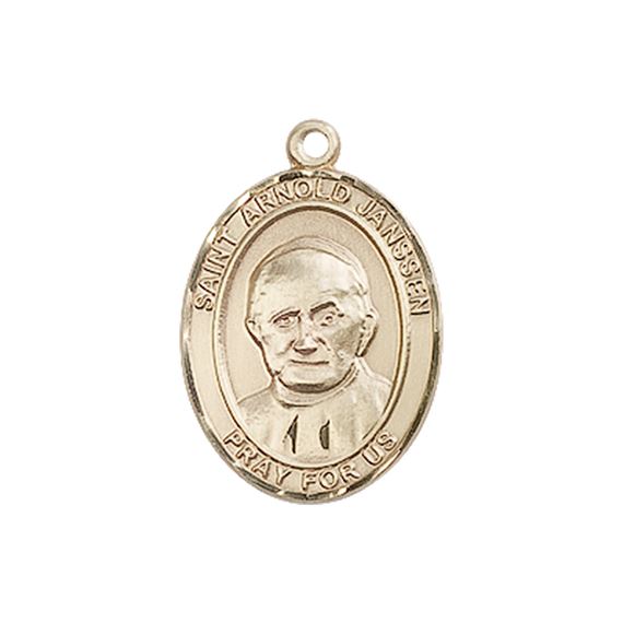 14KT GOLD ST ARNOLD JANSSEN MEDAL - 3/4" x 1/2"