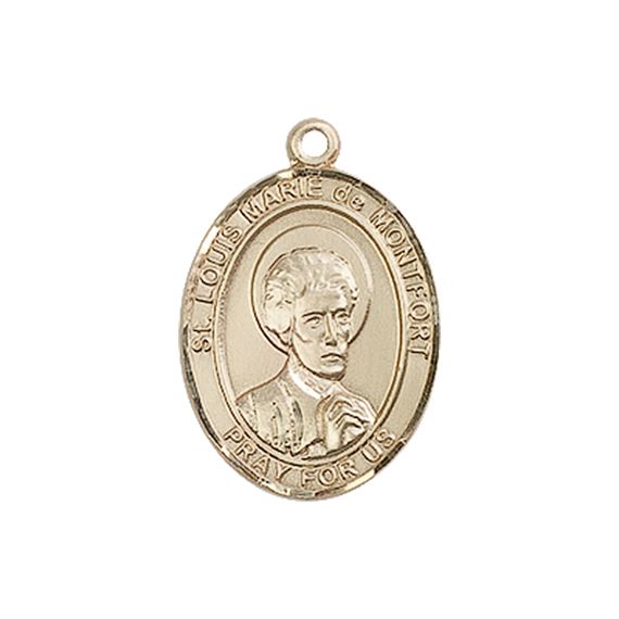 14KT GOLD ST LOUIS MARIE DE MONTFORT MEDAL - 3/4" x 1/2"