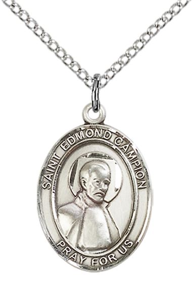 STERLING SILVER ST EDMUND CAMPION PENDANT WITH CHAIN - 3/4" x 1/2"