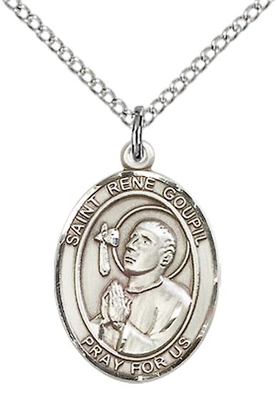 STERLING SILVER ST RENE GOUPIL PENDANT WITH CHAIN - 3/4" x 1/2"